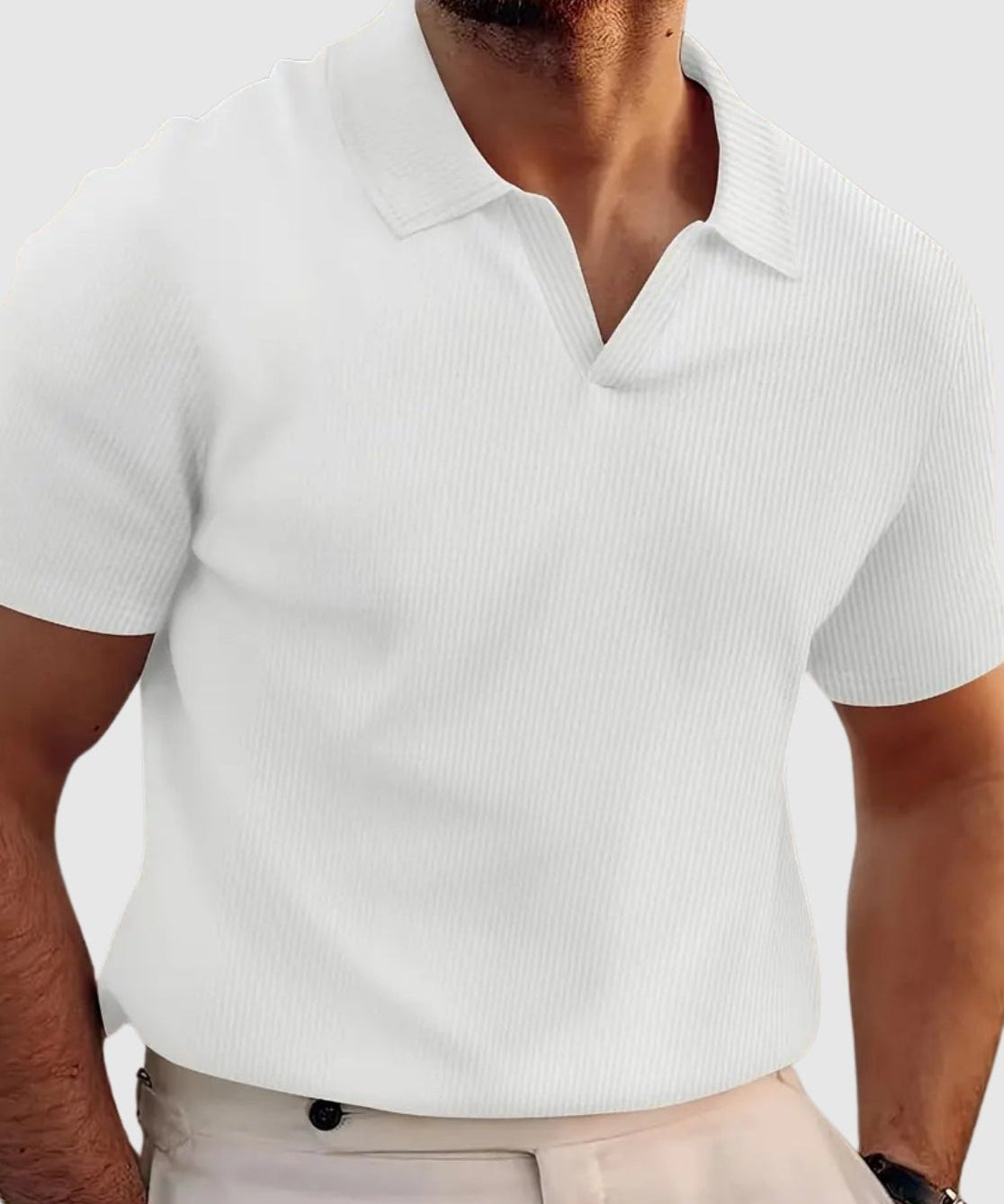 Sebestyén – V-nyakú ribana póló