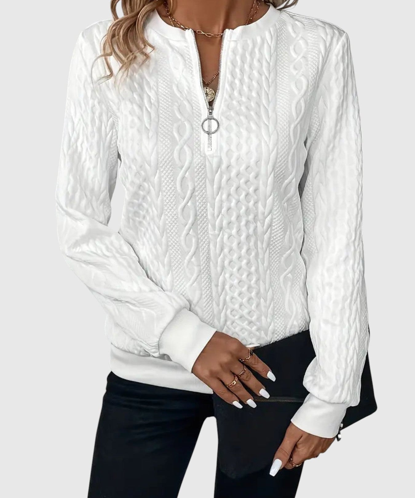 Amalie - Kötött pulóver cipzáras dizájnnal