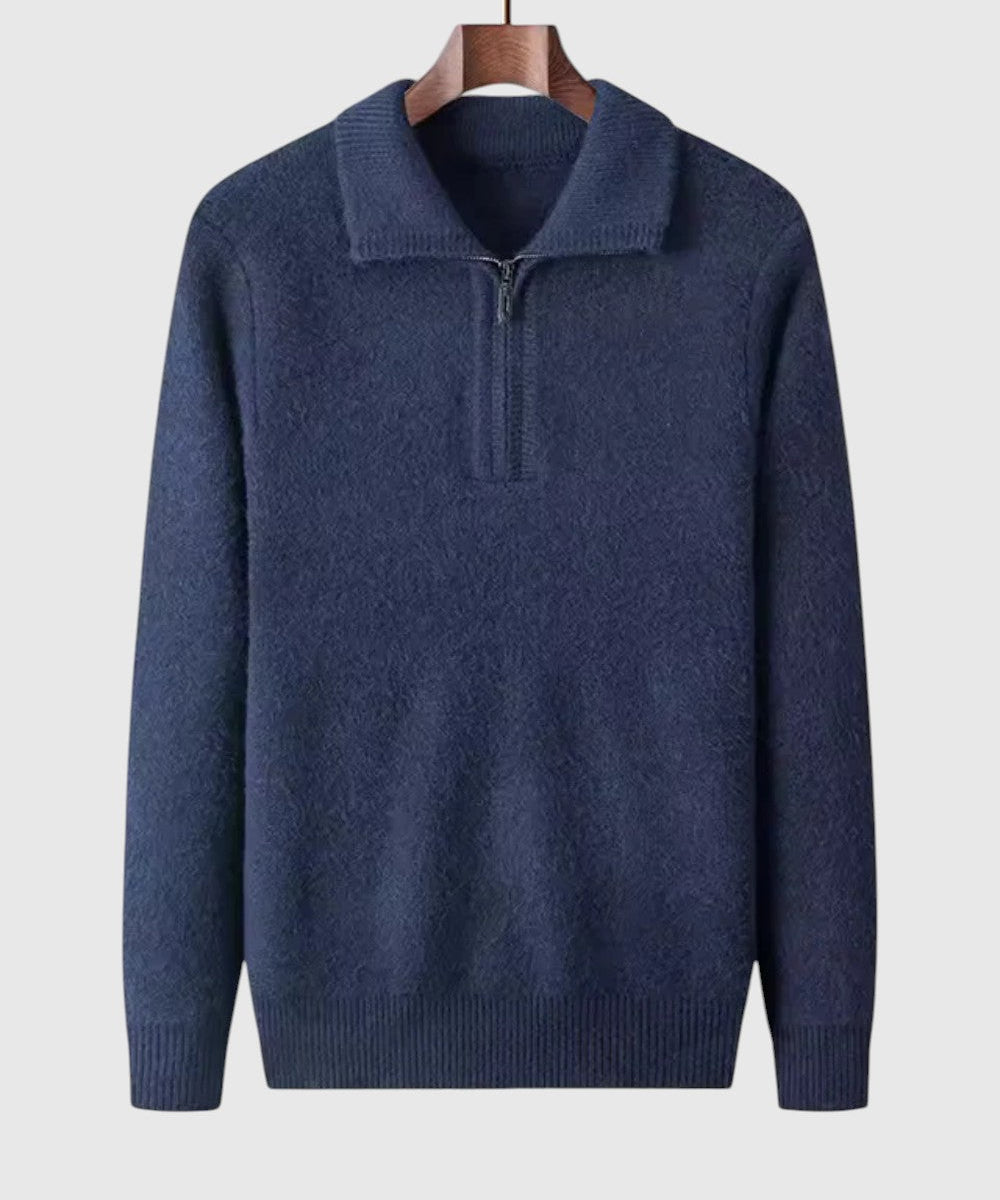 Levente - Kasjmírvékony pulóver negyedzipzárral Gstaad