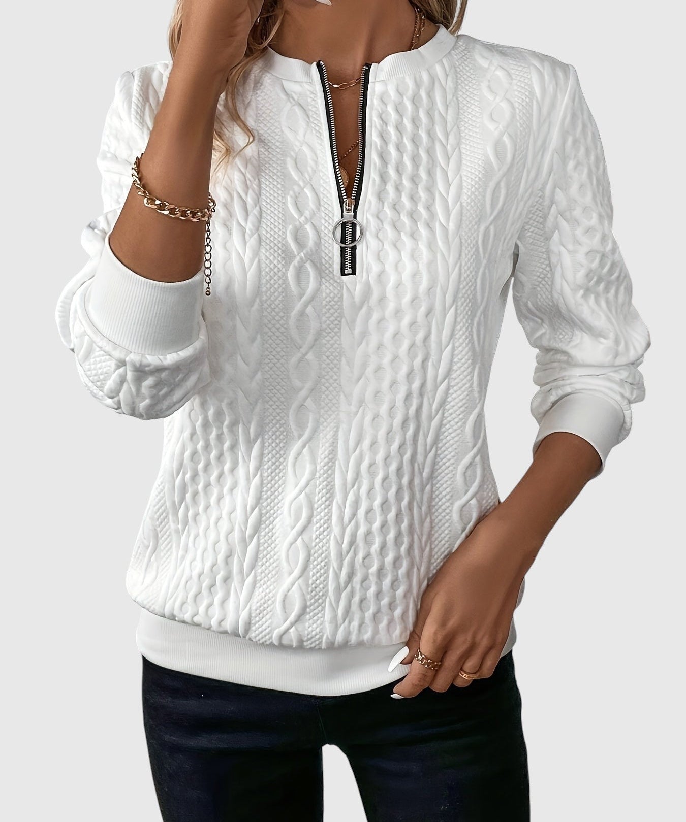 Amalie - Kötött pulóver cipzáras dizájnnal