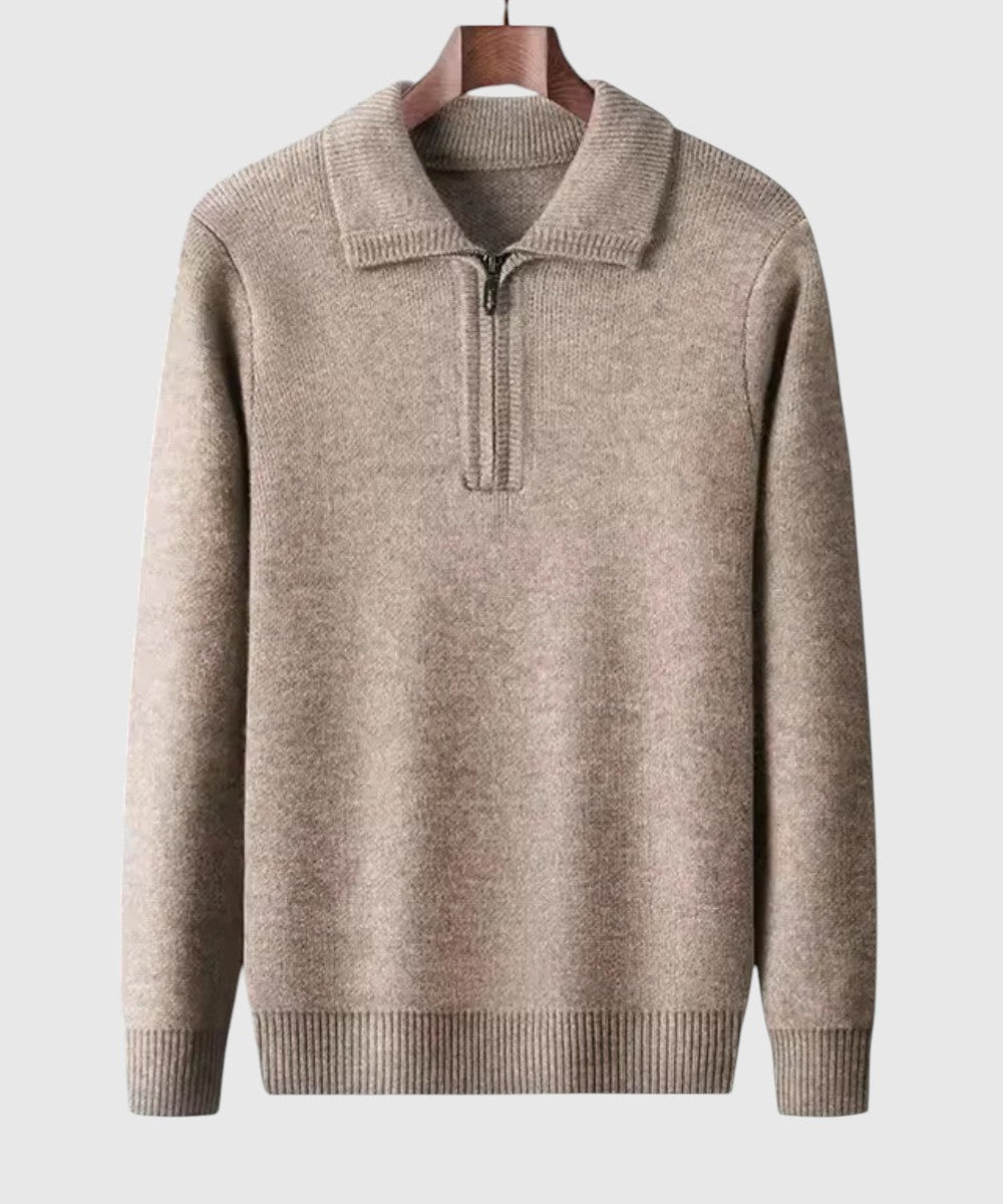 Levente - Kasjmírvékony pulóver negyedzipzárral Gstaad