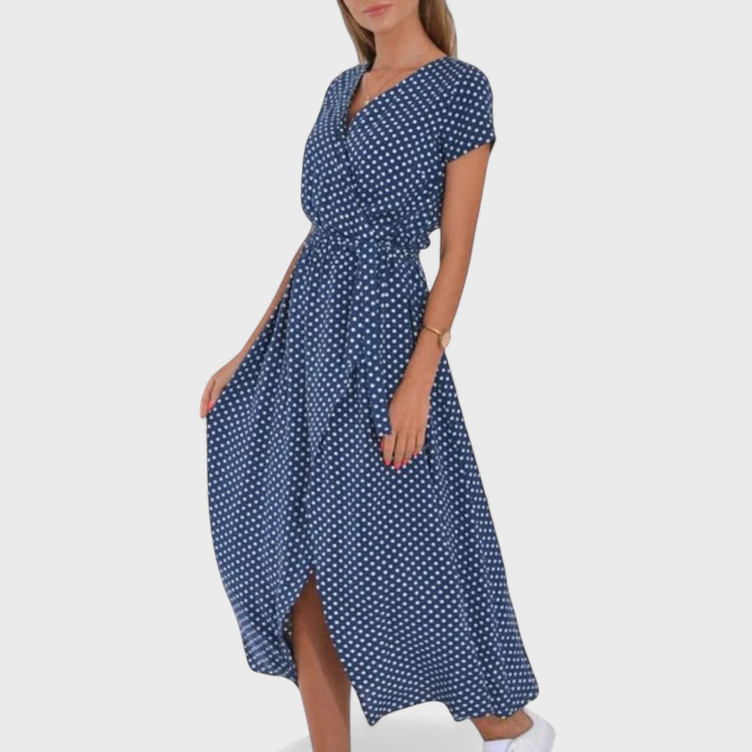 Daniella | Pöttyös fodros női ruha