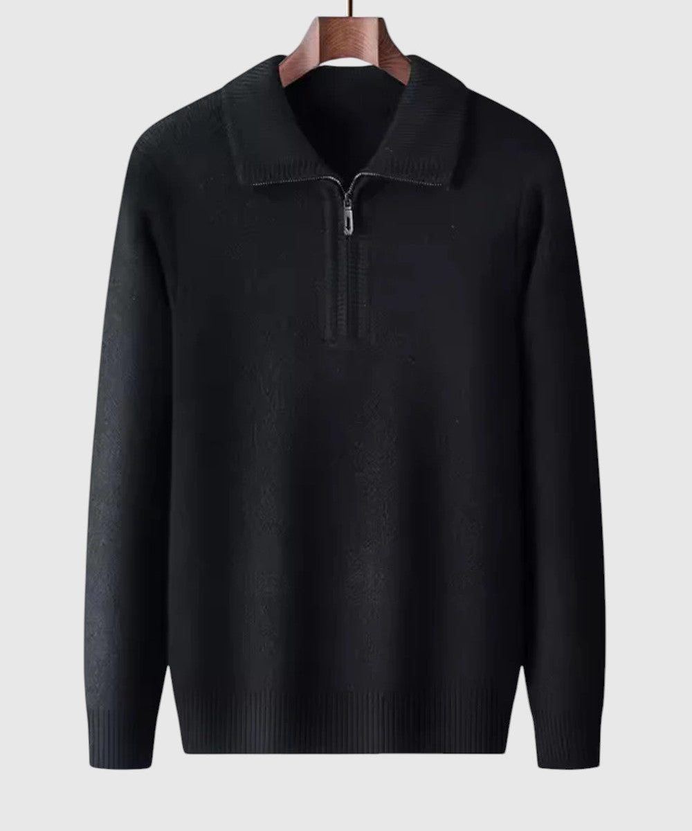 Levente - Kasjmírvékony pulóver negyedzipzárral Gstaad