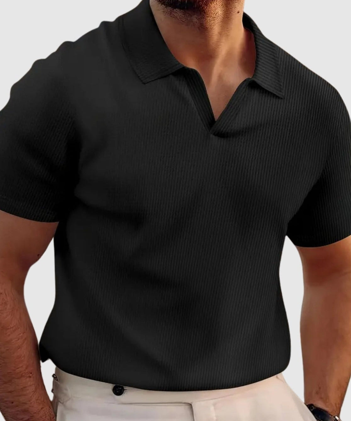 Sebestyén – V-nyakú ribana póló