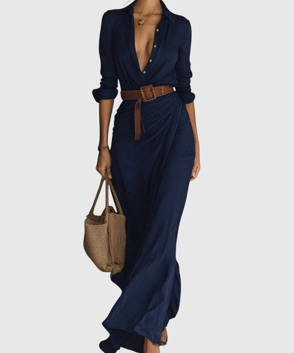 Klara | Elegáns hosszú ruha övvel