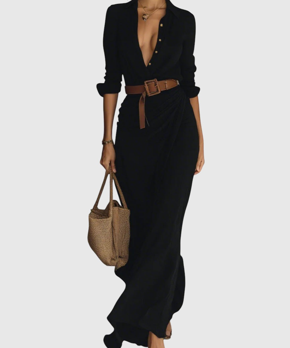 Klara | Elegáns hosszú ruha övvel