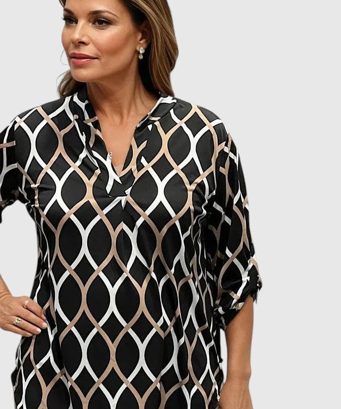 Noor – Grafikus mintás blúz